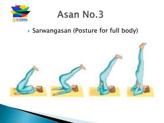  Sarwangasan (Posture for full body)
 