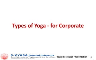 Yoga Instructor Presentation 6
Types of Yoga - for Corporate
 