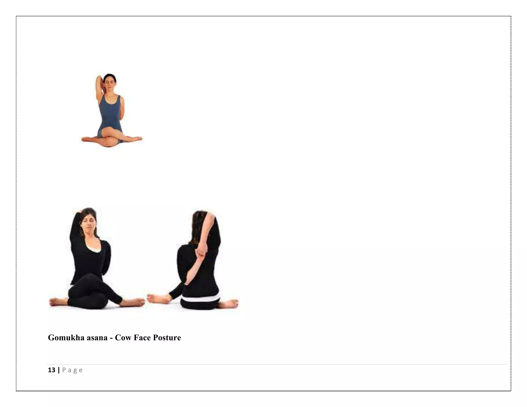 13 | P a g e
Gomukha asana - Cow Face Posture
 