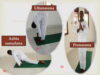 
10
11
12
Pranasana
Uttanasana
Ashta
sansalana
 