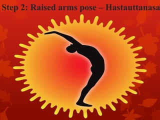 Step 2: Raised arms pose – Hastauttanasa
 