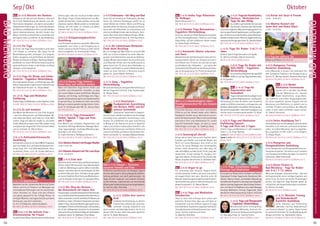 Tagesablauf,Seminarbeginnund–ende:Seite18.AlleSeminaremitMeditation,Mantra-Singen,Yogastunden.SeminarleiterabSeite165.
94 95
Anmeldeformulars.letzteSeite.Tel.InfoundAnmeldungtägl.8-20Uhr:BM05234/87-0·WW02685/8002-0·NO04426/904161-0·AL08361/92530-0BADMEINBERG
BADMEINBERG
OktoberSep / Okt
NEU 2.-4.10. Hatha Yoga Prävention
für Anfänger
Beschreibung siehe S. 5.
MZ 178 €; DZ 213 €; EZ 248 €; S/Z/Womo 153 €.
2.-4.10. Hormon Yoga Basisseminar -
Yogalehrer Weiterbildung
Dulernst,wiedievonDinahRodriguesentwickel-
ten Hormonyogaübungen, integriert in die Yoga
Vidya Reihe, auf den weiblichen Körper wirken.
SL: Amba Popiel-Hoffmann.
MZ 178 €; DZ 213 €; EZ 248 €; S/Z/Womo 153 €.
2.-4.10. Karmische Muster erkennen
und lösen
Wiederkehrende Verhaltensweisen bzw. Vermei-
dungsverhalten können ein Hinweis auf karmi-
sche Muster sein. Erkenne sie und löse sie dann
anschließend über Heilgebete ... und spüre den
Unterschied.DieTeilnahmeanderHomaamSams-
tag ist Voraussetzung. SL: Prema Schlossorsch.
MZ 178 €; DZ 213 €; EZ 248 €; S/Z/Womo 153 €.
NEU 2.-4.10. Nachhaltigkeit leben -
Paradigmenwechsel für eine bessere
Zukunft
Entscheide bewusst, wie du leben und welchen
Effekt du auf die Umwelt haben willst. Welche
Paradigmen binden uns an destruktive und ver-
altete Verhaltensweisen? Was ist die nachhaltige
alternative Sicht und Lebensweise für unsere
Zukunft? Essentielle Fragen, um dich zu neuen
Höhenflügen zu bringen. SL: Sadbhuja Dasa.
MZ 178 €; DZ 213 €; EZ 248 €; S/Z/Womo 153 €.
2.-4.10. Sonnengruß überall
Bringe deine innere Sonne zum Strahlen, deine
Energien zum Fließen und verbinde Körper und
Geist mit Surya Namaskar, dem Gruß an die
Sonne. Du lernst Abfolgen des Sonnengrußes
kennen, sanft, dynamisch, kurz oder lang, mit
oder ohne Matte, auf dem Stuhl, für alt, jung oder
dazwischen, fit oder weniger fit, morgens, mit-
tags oder abends, Frühling Sommer, Herbst oder
Winter,draußenoderdrinnen.SL:AdishaktiStein.
MZ 178 €; DZ 213 €; EZ 248 €; S/Z/Womo 153 €.
NEU 2.-4.10. Vegan to go
Für unterwegs oder Zuhause: Vegane Küche
schnell zubereitet. Erfahre, wie leicht und schnell
die vegane Küche sein kann. Gerichte unter 30
MinutenZubereitungszeit,dabeisindderKreativi-
tät keine Grenzen gesetzt. Gesund, bewusst und
abwechslungsreich. SL: Marcel Neuen.
MZ 178 €; DZ 213 €; EZ 248 €; S/Z/Womo 153 €.
NEU 2.-4.10. Yoga and Meditation
Introduction
Ideal to relax and recharge with power and
positivity. During these days you will have an
introduction into the different aspects of yoga
and meditation. Experience yoga and meditation
through physical and breathing exercises, medi-
tation, mantra-chanting and more.
SL: Manisha Otterbeck.
MZ 178 €; DZ 213 €; EZ 248 €; S/Z/Womo 153 €.
2.-4.10.Yoga bei Rundrücken,
Skoliose, Wirbelgleiten -
Tipps für den Alltag
Du erhältst wertvolle Kenntnisse über
Rundrücken, Skoliose oder Gleitwirbel
undeinenmöglichenWegdesUmgangsdamit.Du
erlernstspezifischeYogahaltungenundÜbungsfol-
gen,mitdenenduanderKorrekturdieserBeschwer-
debilderarbeitenkannst.WennduYogalehrer/inbist,
kannstdudirAnregungenholen.SL:SaradeviHeyer.
MZ 178 €; DZ 213 €; EZ 248 €; S/Z/Womo 153 €.
2.-4.10. Yoga für Kinder 3-6 / 7-12
Jahre
Kindern macht Yoga besonders viel Spaß!
SL: Bettina Schröder, Marcel Scherreiks.
MZ 87 €; DZ 104 €; S/Z/Womo 65 €.
2.-4.10. Yoga für Kinder mit
ADS / ADHS - Yogalehrer
Weiterbildung
DulernstdiesesWochenende,wasADS/
ADHS ist und was Yoga bewirken kann.
SL: Iris Zanders.
MZ 178 €; DZ 213 €; EZ 248 €; S/Z/Womo 153 €.
NEU 2.-4.10. Yoga für
Regeneration und
Gesundheit
YogaistdieoptimaleGrundlagefürein
gezieltesRegenerations-undGesund-
heitstraining. Es kann dir helfen, nach Krankheit
wiederzuKräftenzukommen,zuentspannenund
dieGesundheitwiederherzustellen.DieAsanaswer-
dengezieltausgewählt,individuellangepasstund
können somit von jedem geübt werden. SL: Keval.
MZ 178 €; DZ 213 €; EZ 248 €; S/Z/Womo 153 €.
2.-4. / 6.10. Yoga und Meditation
Einführung / Spezial:
4 Tage zum Preis von 3 Tagen
Erfahre Yoga und Meditation in allen Aspekten.
Siehe S. 5. SL: Erkan Batmaz.
2.-4.10.:MZ136€;DZ168€;EZ204€;S/Z/Womo108€.
Spezial: 2.-6.10.: MZ 188 €; DZ 237 €; EZ 290 €; S/Z/
Womo 146 €.
2.-4.10. Yoga, Schwimmen, Sauna,
Massage und Meditation
KurzurlaubzumRegenerieren,AufladenundRelaxen.
Tagesablauf:Freitag:Yogastunde,Abendessen,Me-
ditation, Mantra-Singen, anschließend Begrüßung,
VorstellendesProgramms.Samstag:VormittagsMe-
ditation,Vortrag,Yogastunde.Nachmittags:Schwim-
men und Sauna im Badehaus; Ayurveda-Massage.
Sonntag: Meditation, Vortrag, Yogastunde. Nach
demBrunchAbschlussworkshop.Endeca.14:30Uhr.
MZ 181 €; DZ 214 €; EZ 250 €; S/Z/Womo 154 €.
2.-4.10. Yoga und Übergewicht
- Yogalehrer Weiterbildung
Wissenschaftliche Hintergründe,
geeignete Methoden. Konkrete An-
leitungzumAufbaueinesProgramms
für Übergewichtige. SL: Sushila Thoms.
MZ 178 €; DZ 213 €; EZ 248 €; S/Z/Womo 153 €
3.10. Kirtan mit Gauri & Friends
18:45 - 19:45 Uhr.
4.10. Mantra-Konzert mit
Janin Devi und André Maris
13:30 - 14:30 Uhr.
4.10. Tag der offenen Tür
Ablauf und Preise siehe Seite 24.
4.-9.10. Autogenes Training
Kursleiter Ausbildung
Lerne Menschen in Kursen und Seminaren mit
dem Autogenen Training in die Entspannung zu
führen. SL: Michael Büchel, Roswitha Breitkopf.
MZ 483 €; DZ 568 €; EZ 654 €; S/Z/Womo 417 €.
NEU 4.-9.10. Bhakti
Meditation Ferienwoche
Tauche tief in die Welt des Bhakti
und der Meditation ein. Lausche
Bhakti Geschichten, singe Mant-
ras, meditiere und erlebe Klangyogastunden.
Du wirst angeleitet, deinen Zugang und die
Beziehung zum Göttlichen zu stärken und zu
vertiefen. Erfahre, wie du Bhakti, den Weg der
Liebe, in dein Leben einfließen lassen kannst.
SL: Sabine Steenbuck.
MZ 386 €; DZ 469 €; EZ 555 €; S/Z/Womo 319 €
4.-9.10. Heiler Ausbildung Teil 1
DieAusbildungistfürdichgeeignet,wenndudeine
Heilkräfte in dir erkennen und weiterentwickeln
willst, um andere Menschen damit zu begleiten.
Nur zusammen mit Teil 2 (29.11.-4.12.) möglich.
SL: Bhajan Noam.
MZ 905 €; DZ 1072 €; EZ 1245 €; S/Z/Womo 773 €.
4.-9.10. Klangreise und
Klangmeditation Ausbildung
Lerne, Klangreisen und Klangmeditationen pro-
fessionell anzuleiten. Sie können auch heilsame
und therapeutische Wirkung haben. SL: Jeannine
Hofmeister, Maik Hofmeister.
MZ 483 €; DZ 568 €; EZ 654 €; S/Z/Womo 417 €.
4.-9.10. Kleine Piraten in
Bad Meinberg - Yoga für Kinder
von 3-6 / 7-12 Jahren
Wild und verwegen, listig und schlau - das sind
die Eigenschaften einen richtigen Kapitäns und
seiner Crew. Du lernst die echten Piratenregeln
kennen. Die täglichen Yoga-Stunden geben dir
richtig Kraft, die Herausforderungen zu meistern.
SL: Bettina Schröder.
MZ 180 €; DZ 221 €; S/Z/Womo 128 €.
4.-9.10. Mentales Training
und Gedankenkraft
Kursleiter Ausbildung
Lerne, Seminare zum Themenkreis
„Mentales Training, Gedankenkraft
und Positives Denken“ zu geben. Damit kannst
du wertvolle Techniken für die Bewältigung des
Alltags vermitteln. SL: Ramashakti Sikora.
MZ 483 €; DZ 568 €; EZ 654 €; S/Z 417/Womo €.
NEU 25.-27.9. Wurzeln des Denkens
Gelange an die Wurzeln des Denkens. Löse dich
durch tiefe Beobachtung des Geistes vom Ge-
flecht deiner Gedanken und damit verbundener
biografischer Erfahrungen. Ein tiefes Verständnis
desGeistesundMeditationführtzumVerständnis
deiner Lebenssituationen, die dich hindern, den
Weg in die Stille zu beschreiten und die Wurzeln
deseigenenSeinszuerfahren.SL:KayHadamietz.
MZ 178 €; DZ 213 €; EZ 248 €; S/Z/Womo 153 €.
25.-27.9. Yin Yoga
Du lernst, die Yoga Vidya Grundreihe unter dem
„Yin“-Aspekt zu verstehen. Wo „Yang“ für die
Muskelstärkung steht, verkörpert „Yin“ längeres
Halten, langsame und sanfte Reize, die Gelenke,
Bänder und Faszien kräftigen. Das beugt Gelenk-
problemen vor. Durch Hilfsmittel kannst du deine
optimale Position finden, in der Körper und Geist
loslassen und entspannen.
MZ 178 €; DZ 213 €; EZ 248 €; S/Z/Womo 153 €.
25.-27.9. Yoga für Blinde und Sehbe-
hinderte - Yogalehrer Weiterbildung
Die traditionellen Körper- und Atemübungen des
Hatha-Yoga werden ergänzt durch Elemente aus
der Feldenkrais-Technik. SL: Tobias Weber.
MZ 178 €; DZ 213 €; EZ 248 €; S/Z/Womo 153 €.
25.-27.9. Yoga und Meditation
Einführung
ErfahreYogaundMeditationinallenAspekten.Siehe
S. 5. MZ 136 €; DZ 168 €; EZ 204 €; S/Z/Womo 108 €.
25.-27.9. Zu sich kommen
Das Wesen des Menschen ist ‚Sat-Chid-Ananda´
- also Sein, Bewusstsein und Glückseligkeit. Wir
sind selbst das Glück, nach dem wir in der Welt
suchen. Yoga will, dass wir wieder zu uns selbst
finden.Washältunsdavonfern?Wirwerdenruhig
und spüren den Augenblick. Erforsche dich selbst
und sei achtsam. SL: Mona Henss.
MZ 178 €; DZ 213 €; EZ 248 €; S/Z/Womo 153 €.
27.9.-2.10. Achtsamkeitstrainer/in
Ausbildung
AchtsamkeittrainierenmitdemMBSR-Programm
nach Jon Kabat-Zinn, achtsame Körperwahrneh-
mung Yoga, Sitz- und Gehmeditationen, Kom-
munikation, Essen, u.v.m. SL: Kirsten Noltenius.
MZ 483 €; DZ 568 €; EZ 654 €; S/Z/Womo 417 €.
27.9.-2.10. Bodyfestival
Begeistertvonder„SprachederBerührung“bieten
Sabine und Eric ein Potpourri an Massagen aus
verschiedenen Richtungen und mit unterschied-
lichen Techniken an. Diese sind sehr effektiv
und genau passend für die richtige Person im
richtigen Moment und zugeschnitten auf deren
Verfassung. Lass dich inspirieren.
SL: Eric Vis Dieperink, Sabine Goldbach.
MZ 386 €; DZ 469 €; EZ 555 €; S/Z/Womo 319 €.
NEU 27.9.-2.10. Die befreite Frau -
Intensivseminar für Frauen
ImgeschütztenRaumheilstdudeineweiblichen
Verletzungen über das intensive Erleben deiner
Wut, Angst, Trauer, Freude; befreist dich von Blo-
ckaden die dich klein, müde, kraftlos, zornig oder
depressiv machen. Werde wieder zur strahlenden
Königin, die sich selbst, ihr Umfeld und diesen
Planeten heilt. SL: Birgit Rüger.
MZ 386 €; DZ 469 €; EZ 555 €; S/Z/Womo 319 €.
27.9.-2.10. Entspannungskursleiter
Ausbildung
Lerne Entspannungskurse anzuleiten, Menschen
kompetent und sicher in die Entspannung zu
führen und sie auf ihrem Prozess zu mehr innerer
Ruhe zu begleiten. SL: Krishnashakti Stiboy.
MZ 483 €; DZ 568 €; EZ 654 €; S/Z/Womo 417 €.
27.9.-2.10. Karma Yoga Intensiv -
Unser Haus soll schöner werden
Mach mit! Kostenfrei Yoga kennen lernen und
vertiefen und ehrenamtlich mithelfen, so dass
sich unsere Gäste rundum wohlfühlen. Morgens
Satsang und Vortrag, nachmittags eine Yoga-
stundeunddazwischengeht’sansSaubermachen
im ganzen Haus. So leistest du einen wertvollen
BeitraginunseremgemeinnützigenVerein.Unter-
kunft im Schlafsaal oder MZ. SL: Sattva-Team.
DZ 173 €; EZ 215 €.
27.9.-2./4.10. Yoga Ferienwoche /
Herbst- Spezial: 7 Tage zum Preis
von 5 Tagen
Eine Woche zum Aufladen, Regenerieren und
Verwöhnen.MitYoga,Meditation,Massage-Work-
shop, Spaziergängen, Ausflügen/Wanderungen,
Vorträgen und vielem mehr.
SL: Ingrid Seemann, Wolfgang Seemann.
MZ 324 €; DZ 409 €; EZ 496 €; S/Z/Womo 259 €.
29.9.Mantra-KonzertmitGruppeMudita
12:30-13:30 Uhr.
29.9.Mantra-KonzertmitTheLoveKeys
21:10- 22:00 Uhr.
NEU 2.-4.10. Erde dich
WünschstdudirmehrErdungundVerwurzelungin
deinem Leben? Wir besuchen einen Baumtempel,
in dem ein Weltenbaum wohnt. Gehe in tiefe Me-
ditation und öffne dich für die Erdmagie, die dich
zu deinen Wurzeln führt. Die Naturrituale geben
dirinnereStabilität.BitteSitzkissen/Meditations-
tuchfürDraußenmitbringen.SL:SatyadeviBretz.
MZ 178 €; DZ 213 €; EZ 248 €; S/Z/Womo 153 €.
2.-4.10. Der Weg des Herzens -
das Bewusstsein der neuen Zeit
Ho’oponopono,einealtehawaiianischeFamilientradi-
tion,unddieKraftderAchtsamkeithelfendeinHerzzu
heilenundeinfach,schnellundeffektivProblemeund
Konfliktezulösen.VerfahreneSituationenkommen
wiederinFluss,verstrickteBeziehungengewinnenan
Leichtigkeit.ThemenwieVerletzungenundTraumata,
die oft die tiefliegenden Ursachen für Krankheiten
sind,kannstDuaufeinfachemWegwieSeifenblasen
zerplatzen lassen. SL: Radharani Priya Wloka.
MZ 178 €; DZ 213 €; EZ 248 €; S/Z/Womo 153 €.
2.-4.10.Chakrasana - Der Weg zum Rad
Taste dich schrittweise an Chakrasana, das Rad,
heran. Als intensive Rückbeuge verhilft sie zu
einem Gefühl der Freiheit, Weite und Öffnung.
Gezieltes Üben von Karanas, Vinyasa und Asana.
Lerne, dich mit Hilfsmitteln zu unterstützen und
erkenne die Möglichkeiten deines Körpers. Acht-
sames Üben ohne übertriebenen Ehrgeiz. Mittel-
stufe und Fortgeschrittene. SL: Felix Kaufmann.
MZ 178 €; DZ 213 €; EZ 248 €; S/Z/Womo 153 €.
2.-4.10. Die Lebenstraum-Werkstatt -
Finde deine Berufung
Bin ich einzigartig? Was finde ich sinnvoll? Mit
Hilfe von 8 Tools entdeckst du deine Überzeu-
gungen und Lebensmotive und wie du Selbstsa-
botage-Muster überwindest. Du wirst dich stark
und verbunden fühlen, wenn du weißt, was du zu
geben bereit bist. Du lernst deine Blockaden zu
besiegenundfindestzustarkerSelbstmotivation,
indem du erste Schritte in Richtung Zukunft
planst! SL: Janaki Marion Hofmann.
MZ 178 €; DZ 213 €; EZ 248 €; S/Z/Womo 153 €.
2.-4.10. Gong - Yogalehrer
Weiterbildung
Benutze den Gong als klangvolle Bereicherung in
deinem Yogaunterricht bzw. in der Yogatherapie.
SL: Bhajan Noam.
MZ 178 €; DZ 213 €; EZ 248 €; S/Z/Womo 153 €.
2.-4.10. Gravitation -
Fundamentale Ausrichtung
von Becken, Hüfte und der
unteren Extremität
„Gravitation“beschreibtimYogakon-
text ein festes, stabiles Fundament als Grundlage
und Folge einer optimalen Ausrichtung in den
Asanas. Du erarbeitest eine gute Ausrichtung
in Bezug auf die Asanas als auch im täglichen
Leben und erhältst insbesondere Einblick in die
Mechanik der Strukturen von Becken, Hüfte und
unterer Extremität und deren funktionellem Ver-
halten zueinander. SL: Jnanadev Wallaschkowski.
MZ 178 €; DZ 213 €; EZ 248 €; S/Z/Womo 153 €.
NEU 2.-4.10. Hangab - Savasana
zwischen Himmel und Erde
Erlebe eine neue Dimension mit Hangab: Liegend
wirst du behutsam in die aushängende Umkehr-
haltung gehoben und sanft geschwungen. Im
Yoga, bei den Indianern und anderen Kulturen
ist die heilende, vitalisierende und zentrierende
WirkungderUmkehrhaltungschonlangebekannt.
SL: Hartmut Bez, Petra Bez.
MZ 178 €; DZ 213 €; EZ 248 €; S/Z/Womo 153 €.
2.-4.10. L(i)ebe dein inneres
Kind
Entdecke die Verbindung zu deinem
inneren Kind, welches der verrückte,
lachende, traurige, ängstliche und
doch so weise und lebendige Anteil in dir ist, mit
dessen Hilfe du dein Leben bewusster gestalten
kannst. SL: Beate Menkarski.
MZ 178 €; DZ 213 €; EZ 248 €; S/Z/Womo 153 €.
 