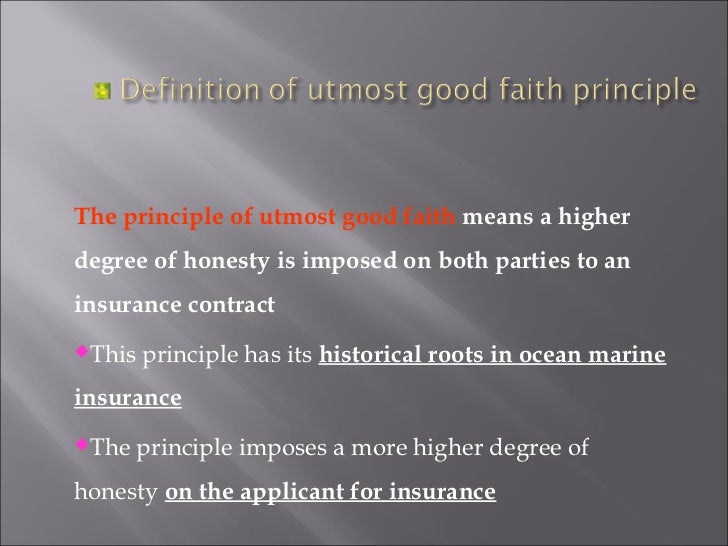 principle of utmost good faith pdf