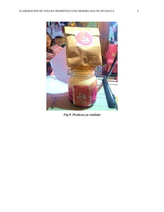 ELABORACIÓN DE YOGURT PROBIÓTICO CON MERMELADA DE PITAHAYA 5
Fig.9- Producto ya rotulado
 