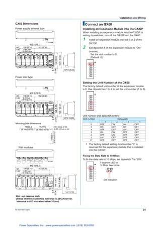 25IM 04L51B01-02EN
GX60 Dimensions
Power supply terminal type
127.8 (5.03)
148(5.83)
412.5 (16.2)
162 (6.38)48 156 (6.14)
...