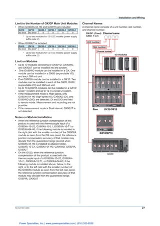 27IM 04L51B01-02EN
Installation and Wiring
Limit to the Number of GX/GP Main Unit Modules
•	 When GX90XA-04-H0 and GX90YA ...