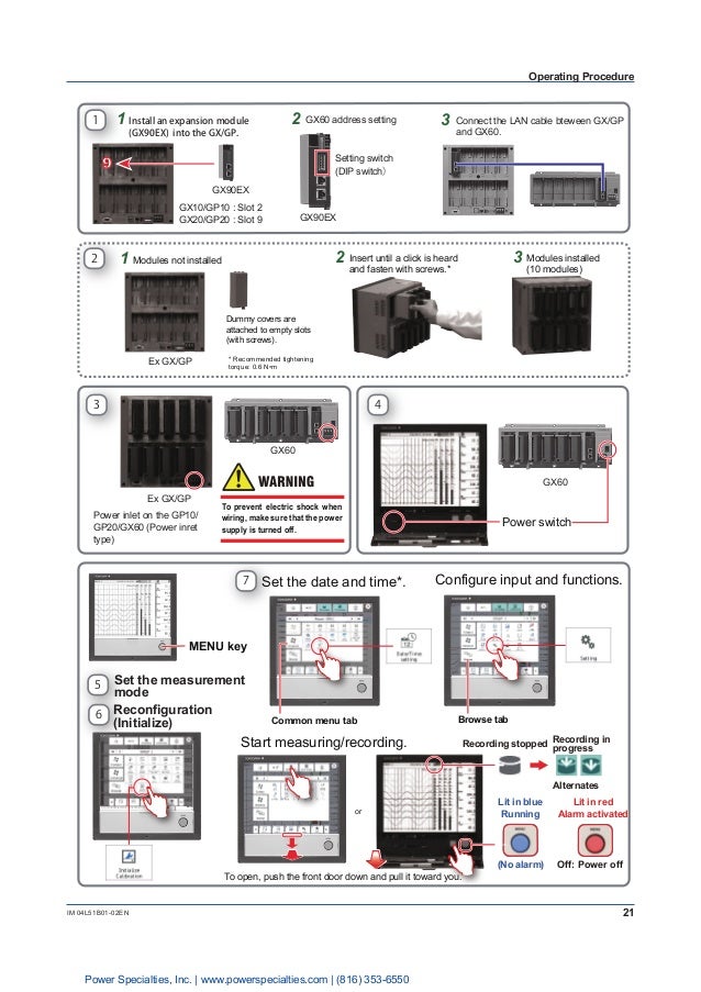 Yokogawa Model GX10/GX20/GP10/GP20 Paperless Recorder First Step Guide