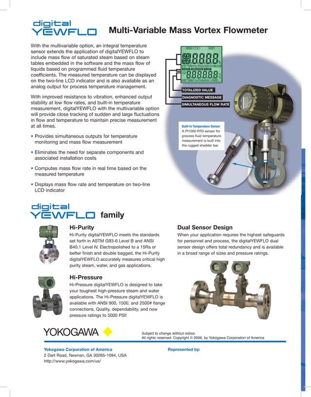 Yokogawa digital YEWFLOW Vortex Flowmeters