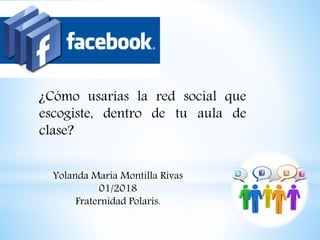 Yolanda María Montilla Rivas
01/2018
Fraternidad Polaris.
¿Cómo usarías la red social que
escogiste, dentro de tu aula de
clase?
 