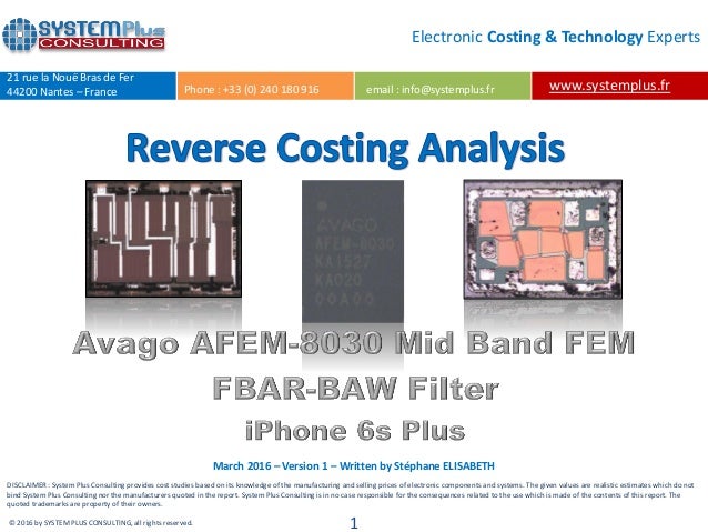 Avago AFEM-8030 Mid Band FEM FBAR-BAW Filter iPhone 6s ... iphone 6 plus block diagram 