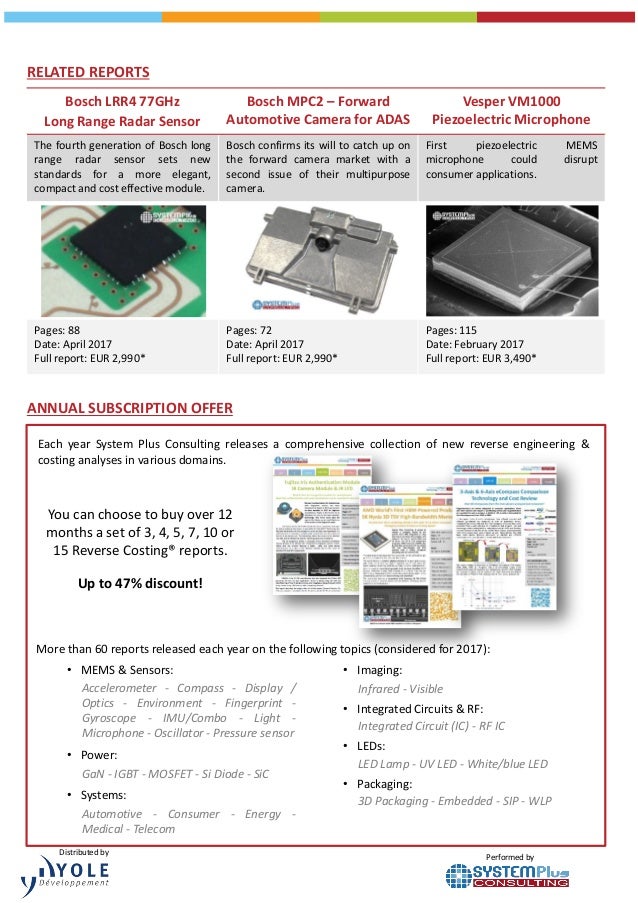 Bosch Mobility Ultrasonic Sensor 2017 Teardown Reverse Costing Report