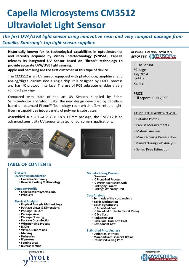 Capella Microsystems CM3512 Ultraviolet Light Sensor teardown reverse…