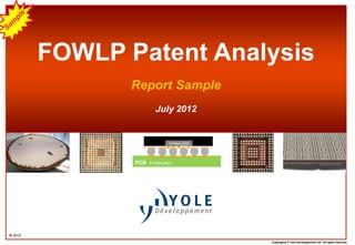 © 2012 
Copyrights © Yole Développement SA. All rights reserved. 
FOWLP Patent Analysis 
Report Sample 
July 2012 
 