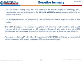 InvenSense ICS-43432  Digital MEMS Microphone teardown reverse costing report published by Yole Developpement