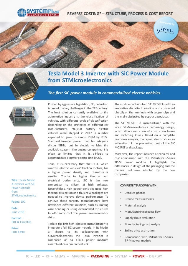 Tesla Model 3 Inverter with SiC Power Module from STMicroelectronics