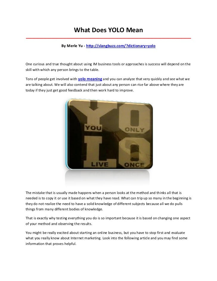 Yolo meaning