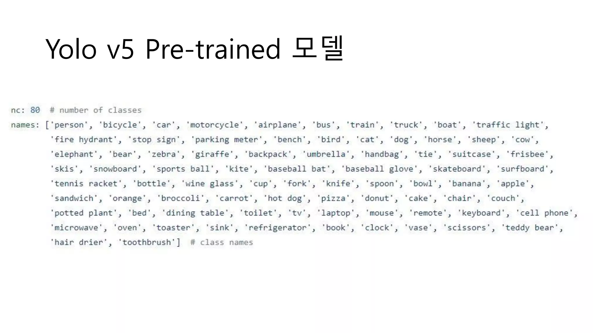 Yolo v5 Pre-trained 모델
 