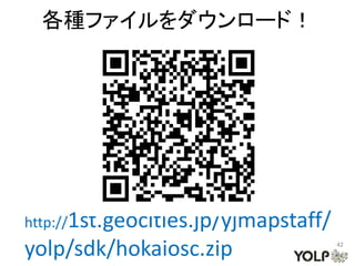 各種ファイルをダウンロード！




http://1st.geocities.jp/yjmapstaff/
yolp/sdk/hokaiosc.zip                 42
 