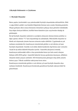 1
1.Biyolojik Etkilenmeler ve Çiçeklenme
1.2 Biyolojik Oluşumlar
Beton yapılar, üzerlerindeki veya yakınlarındaki biyoloji...