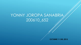 YONNY JOROPA SANABRIA
200610_652
OCTUBRE 11 DEL 2015
 