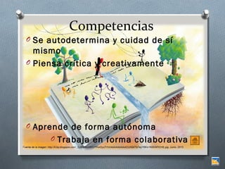 Competencias
O Se autodetermina y cuidad de sí

mismo
O Piensa crítica y creativamente

O Aprende de forma autónoma
O Trabaja en forma colaborativa

 
