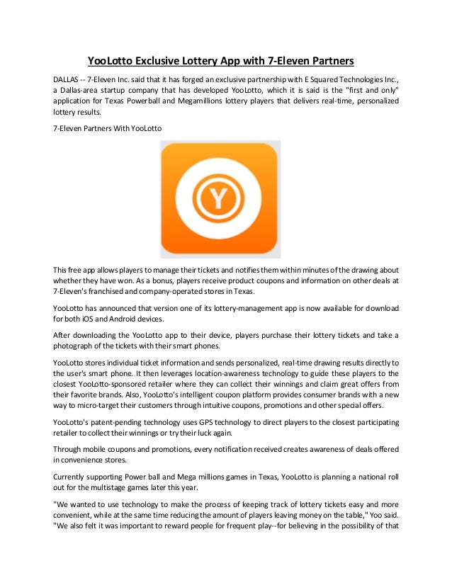 yoo lotto exclusive lottery app with 7 eleven partners personalized lottery tickets