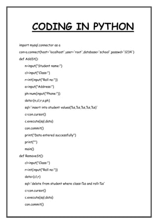 Class 12th project file for informative practices ppt for my sql python and practical for 30 marks