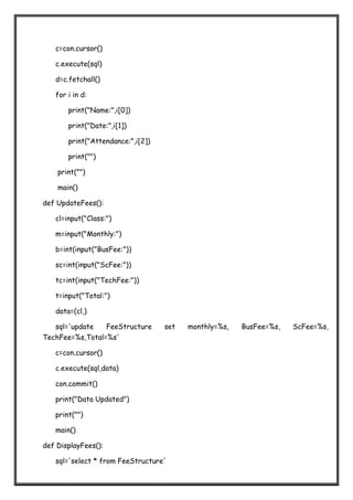 Class 12th project file for informative practices ppt for my sql python and practical for 30 marks
