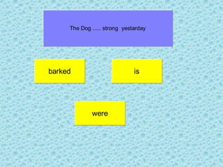 barked is
The Dog ..... strong yestarday
were