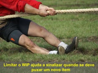 Limitar o WIP ajuda a sinalizar quando se deve
puxar um novo item
 