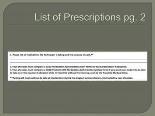 Completing Yosemite Medical Forms