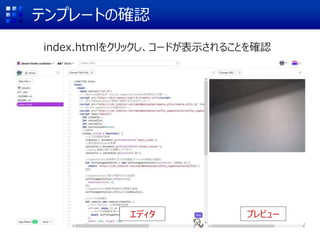 index.htmlをクリックし、コードが表示されることを確認
テンプレートの確認
エディタ プレビュー
 