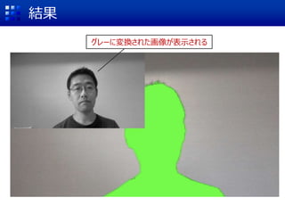 結果
グレーに変換された画像が表示される
 