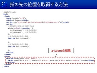 指の先の位置を取得する方法
a-sceneを編集
 