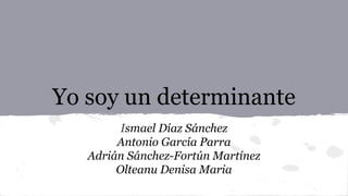 Yo soy un determinante
Ismael Díaz Sánchez
Antonio García Parra
Adrián Sánchez-Fortún Martínez
Olteanu Denisa Maria
 