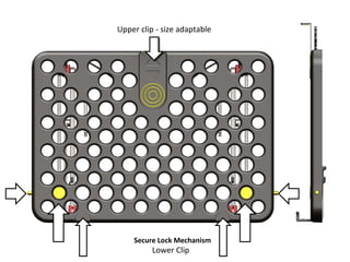 Secure Lock Mechanism Upper clip - size adaptable Lower Clip