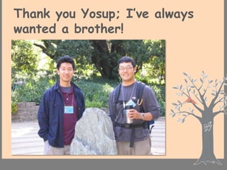 Thank you Yosup; I’ve always
wanted a brother!
 