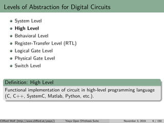 yosys_presentation that help in working on the yosys tool | PDF