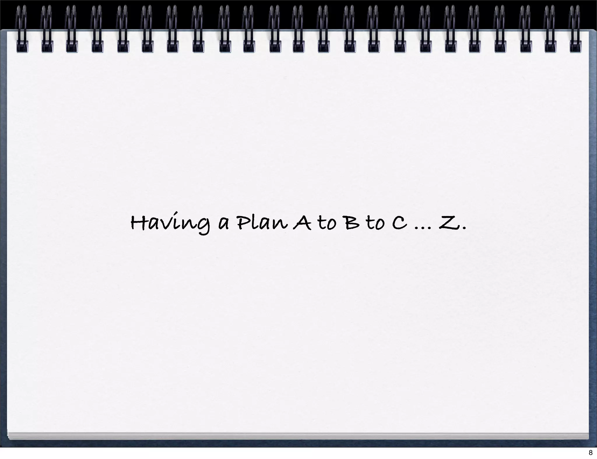 Having a Plan A to B to C ... Z.

8

 