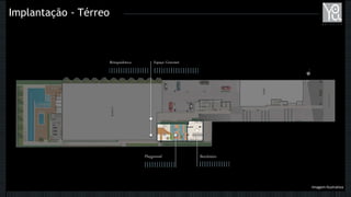 Implantação - Térreo
BicicletárioPlayground
Espaço GourmetBrinquedoteca
Imagem Ilustrativa
 