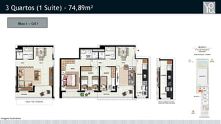 3 Quartos (1 Suíte) - 74,89m²
Bloco 1 – Col 7
Opção Sala Ampliada
Imagem Ilustrativa
 