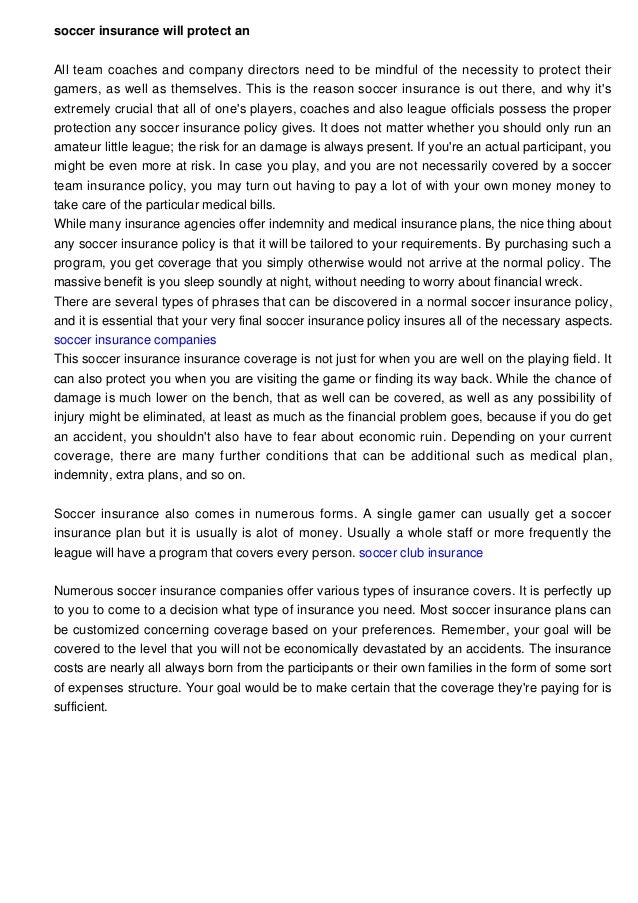 Soccer Insurance policies