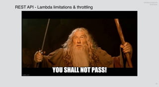 @theburningmonk
@sarutule
REST API - Lambda limitations & throttling
20
 