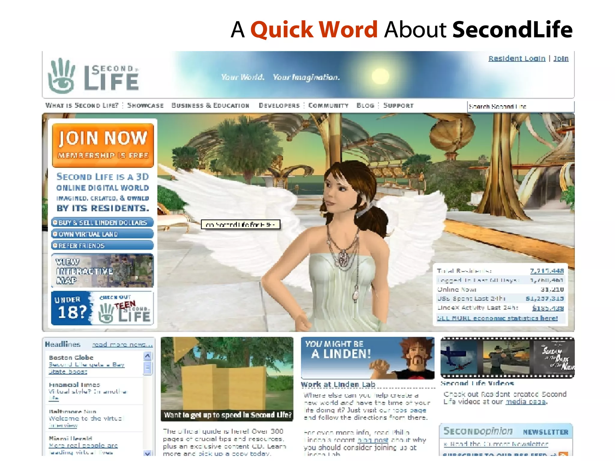 A  Quick Word  About  SecondLife 
