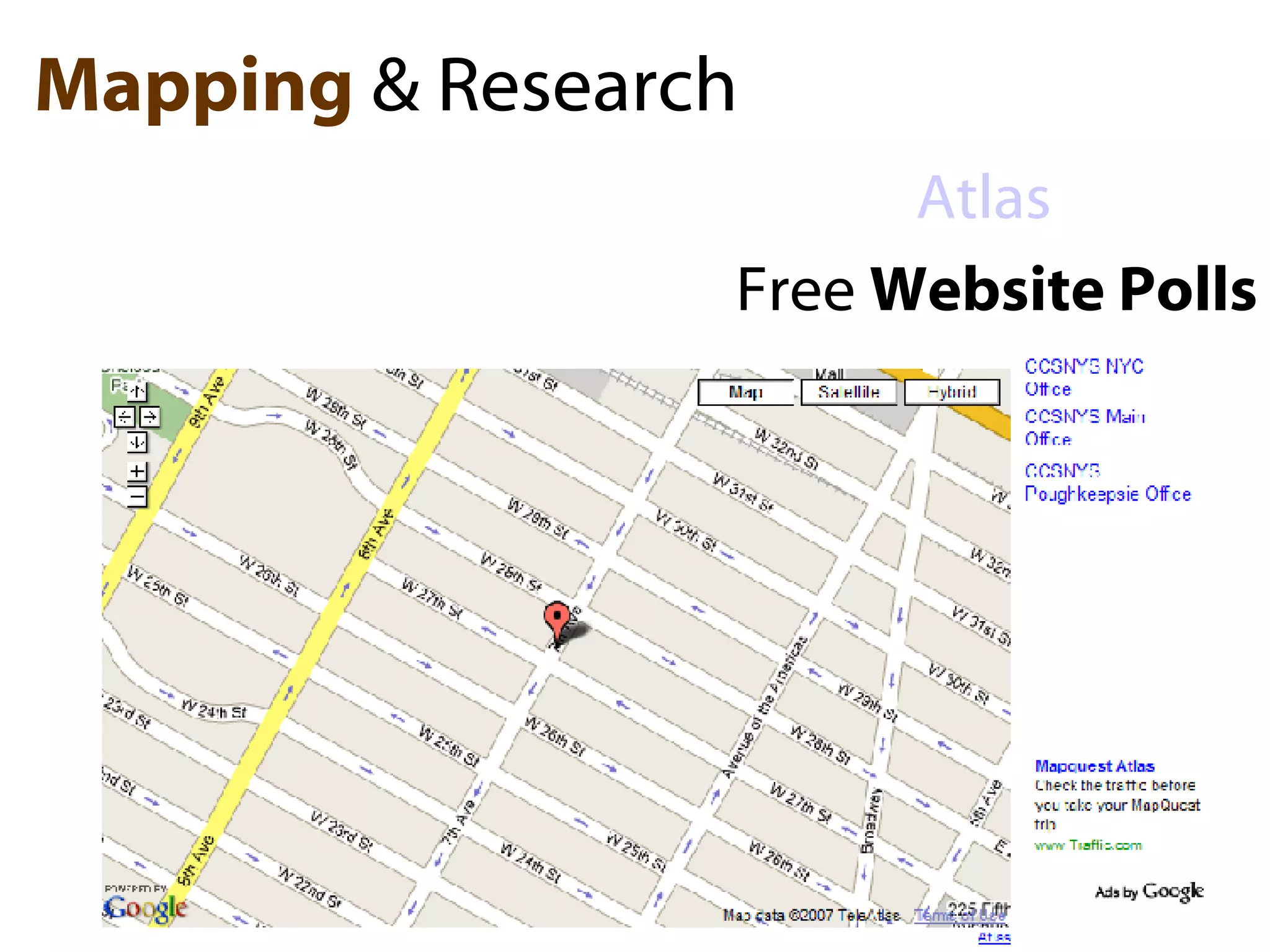Mapping  & Research Atlas    Free  Website Polls 