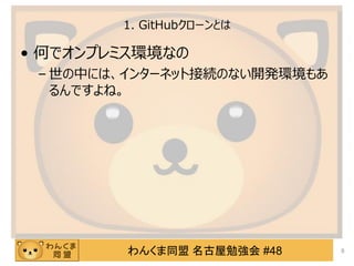 󤯤ͬ ㏊ #48
1. GitHub`Ȥ
? Τǥץߥhʤ
C Фˤϡ󥿩`ͥåȽӾAΤʤ_kh⤢
Ǥ͡
9
 