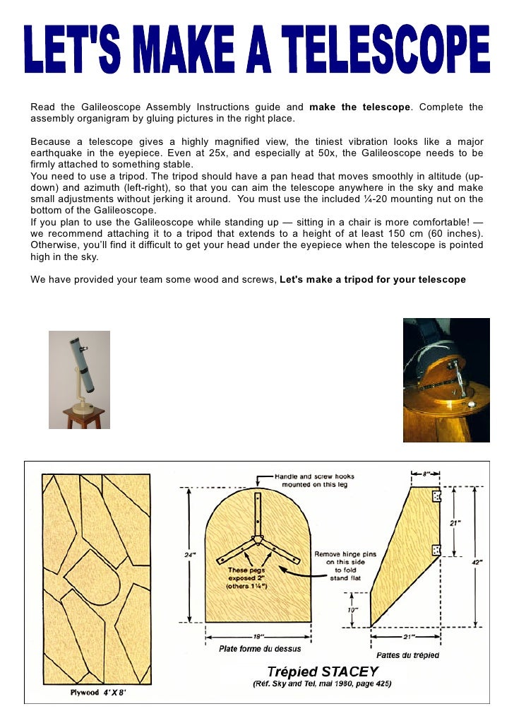 COMENIUS Assemblage et utilisation d'un galileoscope