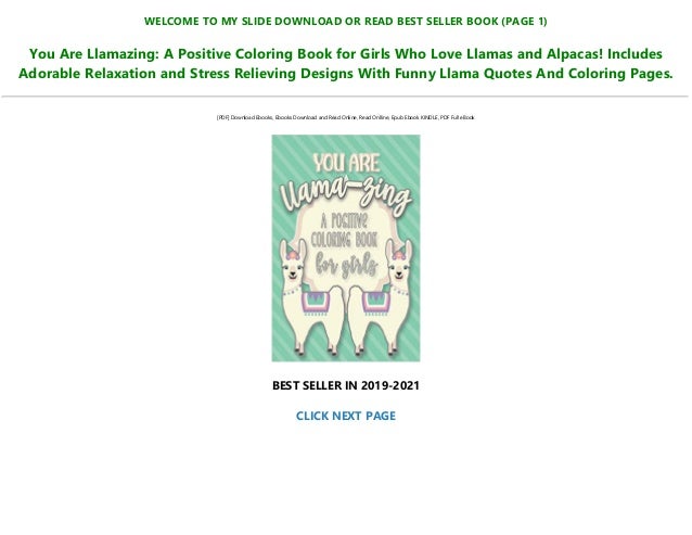 Pdf Download You Are Llamazing A Positive Coloring Book For Girls W