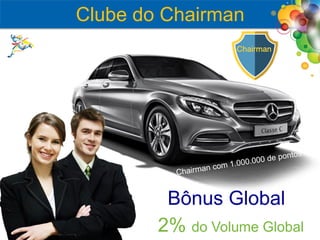 Bônus Global
2% do Volume Global
Clube do Chairman
 