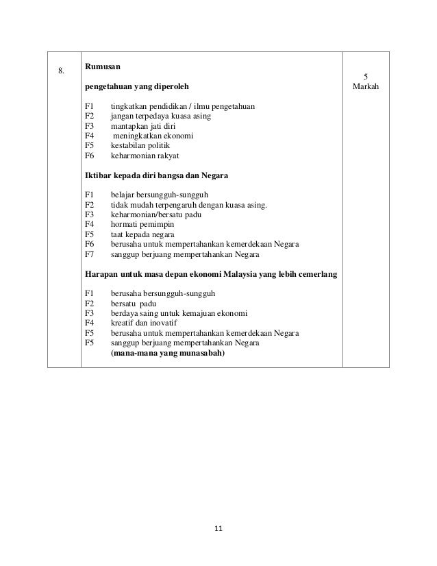 Sejarah Tingkatan 5 Kertas 3 Skema Dan Jawapan